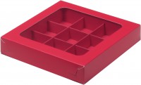 Коробка РК 9 конфет 16*16*3 красная матовая