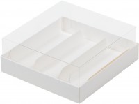Коробка РК пирожные 135*130*50 белая прозр. купол