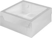 Коробка РК 9 капкейков с прямоугольным окном серебро