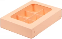 Коробка РК 6 конфет персиковая 155*115*30
