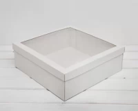 Коробка для торта белая 30*30*8 с окном