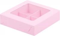 Коробка РК 4 конфеты розовая матовая 115*115*30