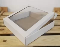 Коробка для торта белая 24*24*4,5 с окном