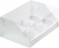 Коробка РК 6 капкейков серебро с пластиковой крышкой 
