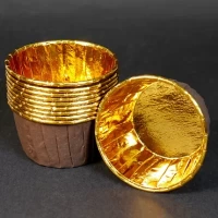 Бум. форма Маффин 50*40 металлик золото + коричневый