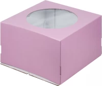 Коробка для торта розовая 30*30*19 с окном