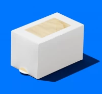 Коробка для 3 макарон белая с окном и ложементом